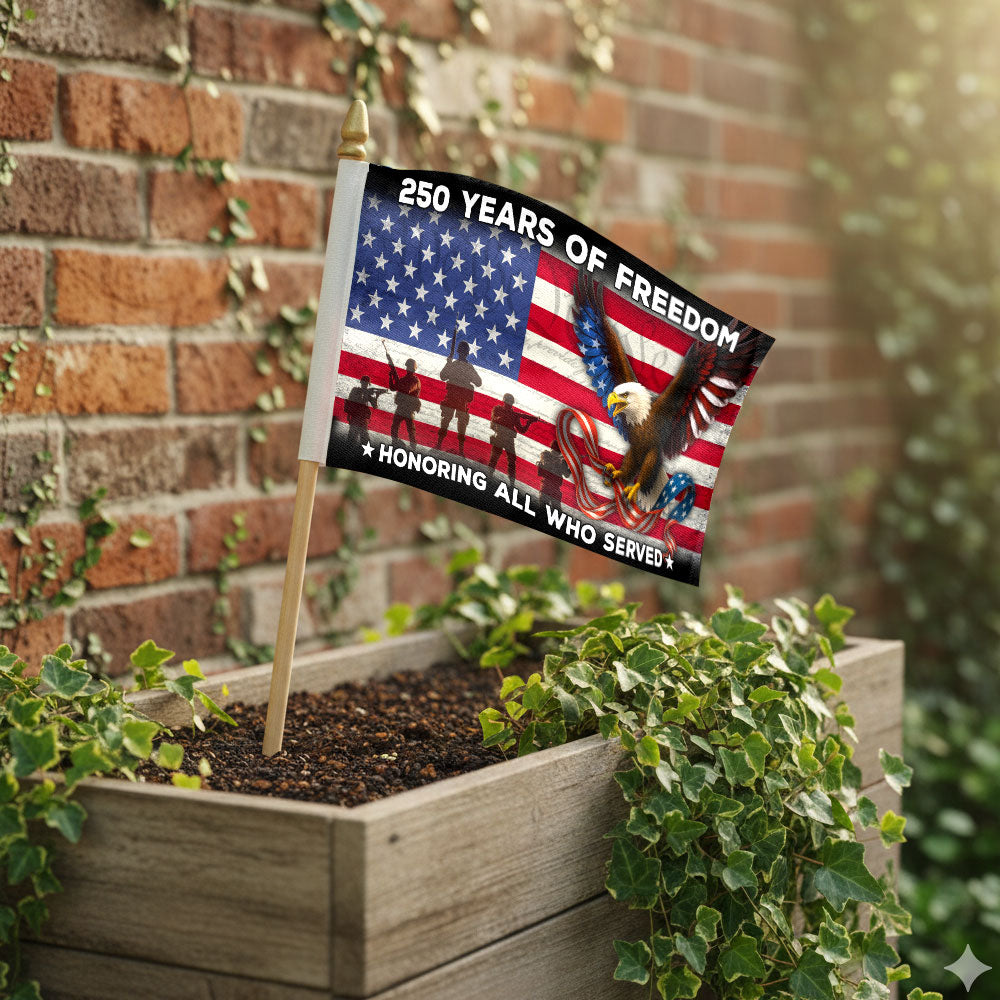 Memorial Day Flag, 250 Years of Freedom Eagle Veterans Handheld US Flag