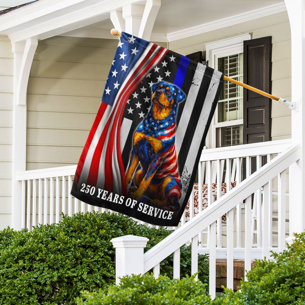 Dog American Flag, 250 Years of Service Rottweiler Thin Blue Line US Flag