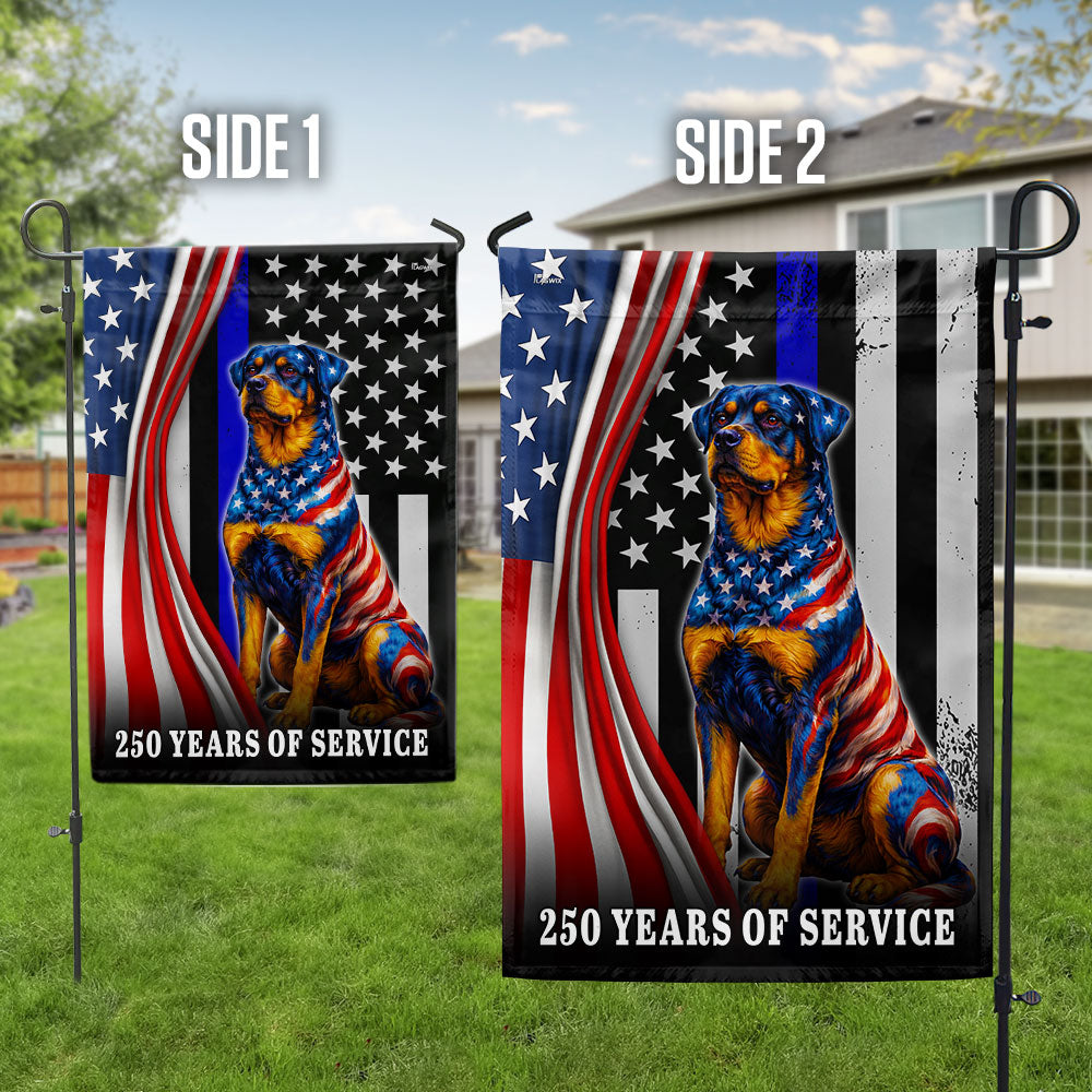 Dog American Flag, 250 Years of Service Rottweiler Thin Blue Line US Flag
