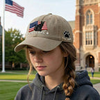250th Anniversary Black Cat Washed Cap with Embroidered American Flag