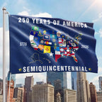 250th Anniversary Semiquincentennial 50 States of America Grommet Flag