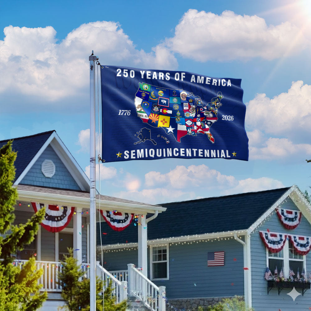 250th Anniversary Semiquincentennial 50 States of America Grommet Flag