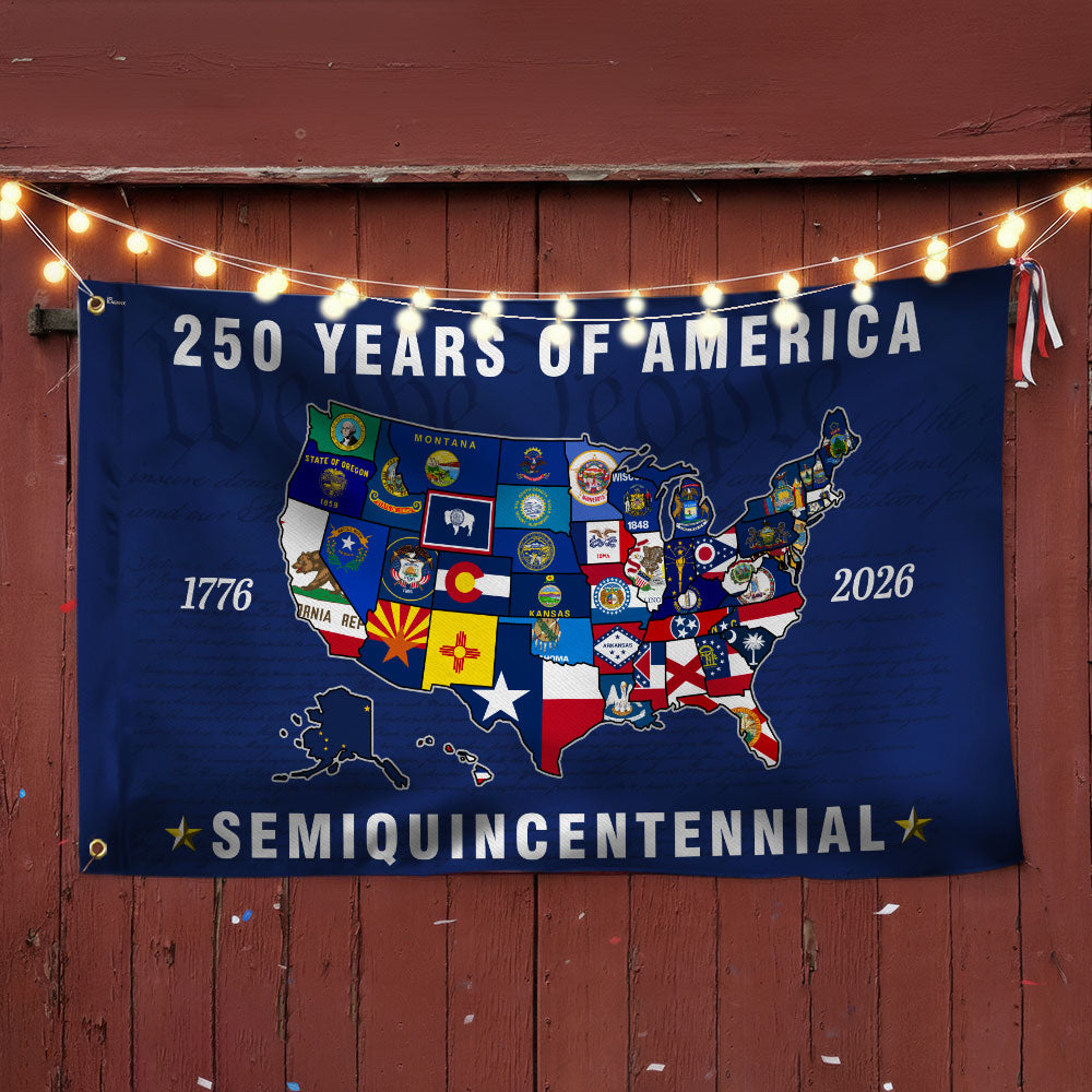 250th Anniversary Semiquincentennial 50 States of America Grommet Flag