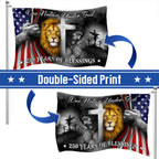 One Nation Under God 250 Years of Blessings Lion Jesus God Grommet Flag