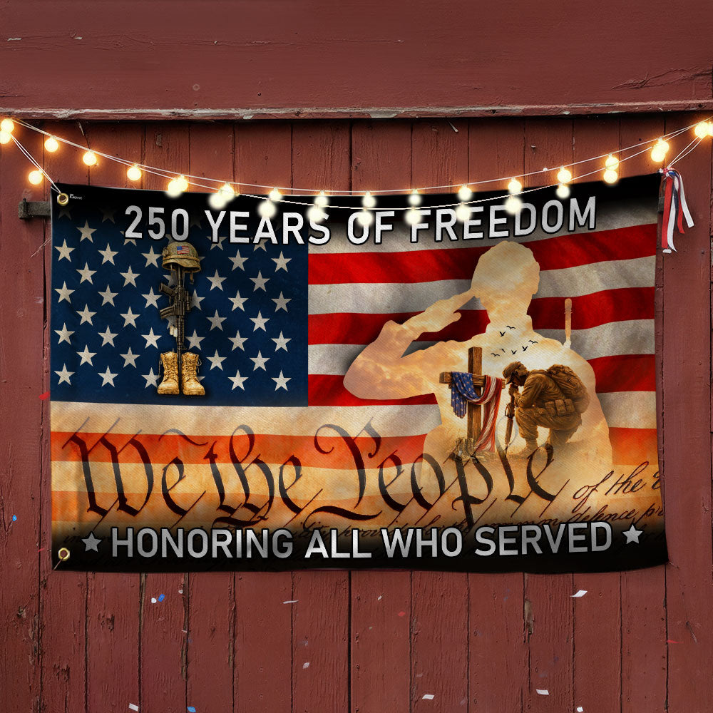 Memorial Day Grommet Flag, 250 Years of Freedom Honoring All Who Served Decor