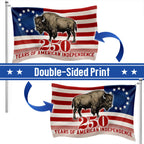 Betsy Ross Flag, 250 Years of American Independence Bison Buffalo Grommet Flag