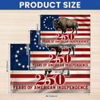 Betsy Ross Flag, 250 Years of American Independence Bison Buffalo Grommet Flag