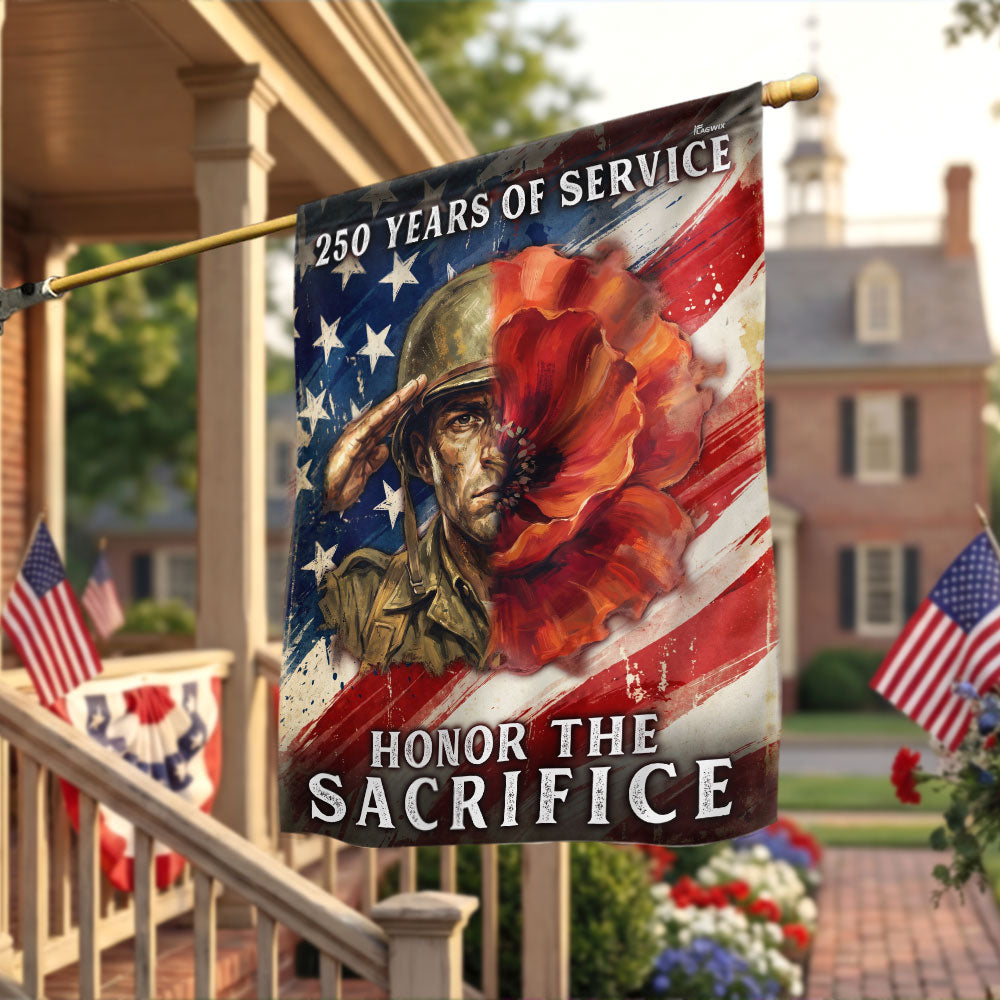 Memorial Day Flag,  250 Years of Service Honor The Sacrifice Poppy US Flag
