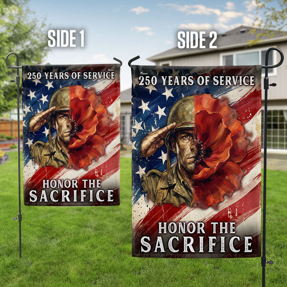 Memorial Day Flag,  250 Years of Service Honor The Sacrifice Poppy US Flag