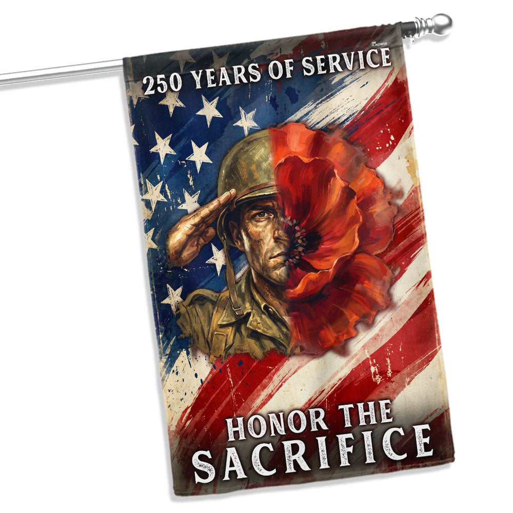 Memorial Day Flag,  250 Years of Service Honor The Sacrifice Poppy US Flag