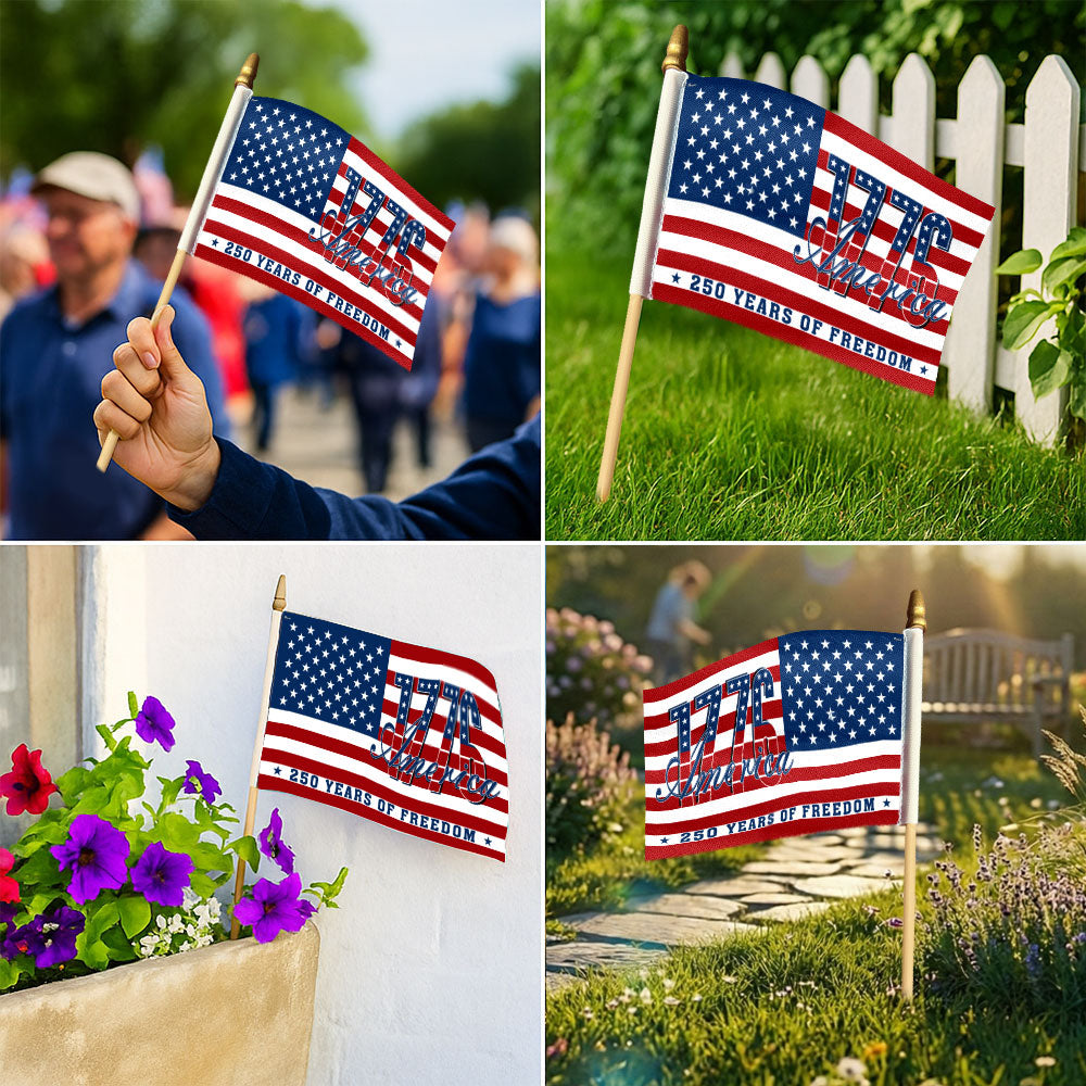 Patriotic American Flag, 1776 America 250 Years of Freedom Handheld Flag