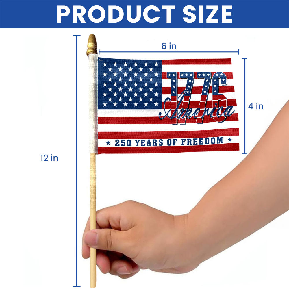Patriotic American Flag, 1776 America 250 Years of Freedom Handheld Flag