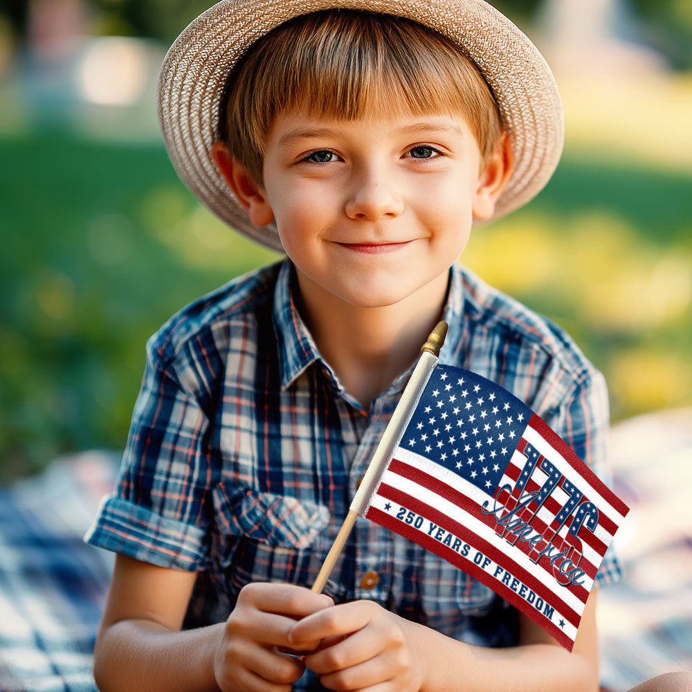 Patriotic American Flag, 1776 America 250 Years of Freedom Handheld Flag