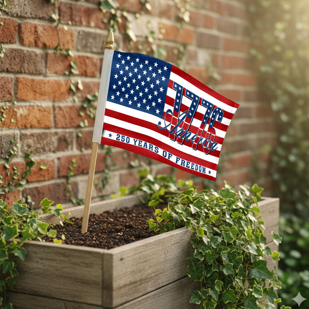Patriotic American Flag, 1776 America 250 Years of Freedom Handheld Flag
