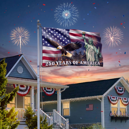 250 Years of America New York City Flag, Eagle with Liberty Grommet Flag