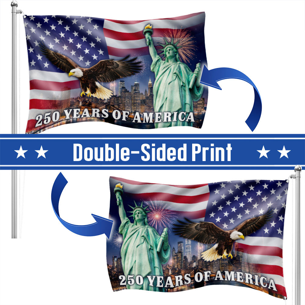 250 Years of America New York City Flag, Eagle with Liberty Grommet Flag