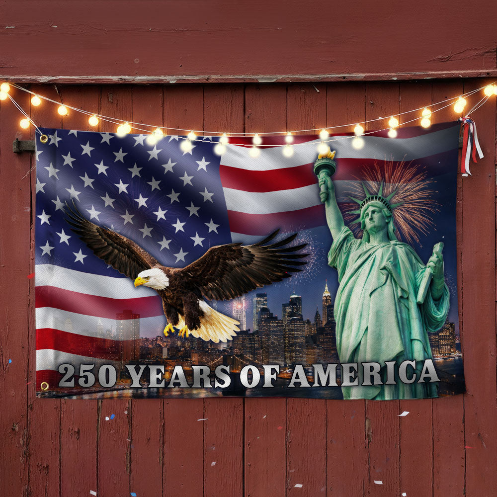 250 Years of America New York City Flag, Eagle with Liberty Grommet Flag