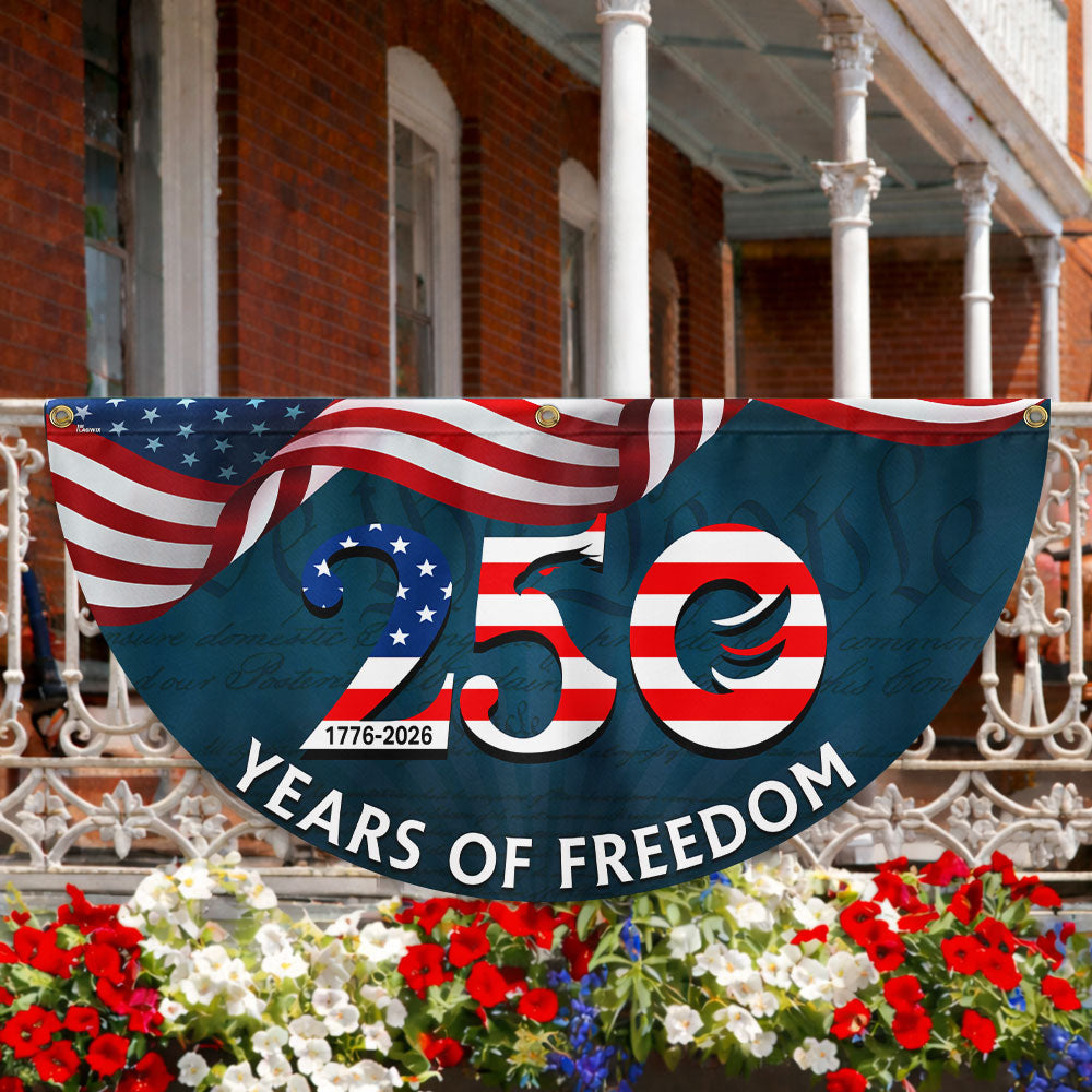 250th Anniversary Fan Flag, 1776 2026 Patriotic We The People Decor