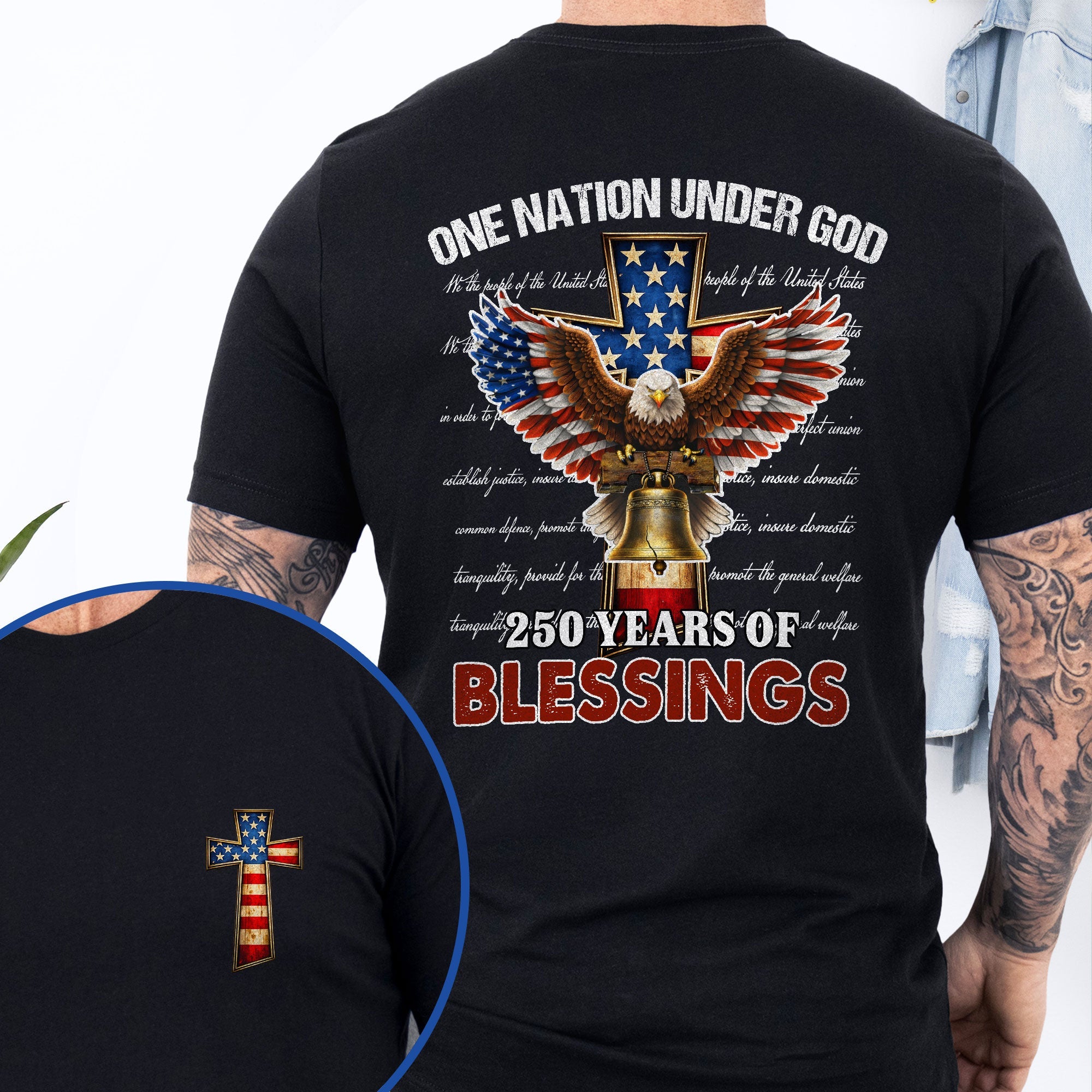 Christian Patriotic T-Shirt, 250 Years of Blessings One Nation Under God Shirt