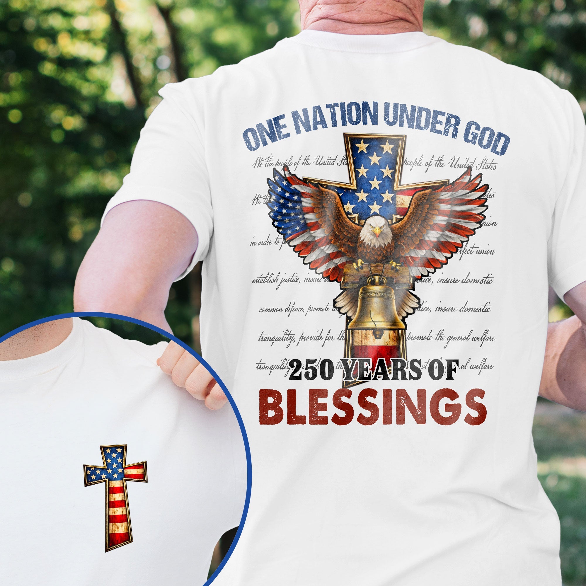 Christian Patriotic T-Shirt, 250 Years of Blessings One Nation Under God Shirt