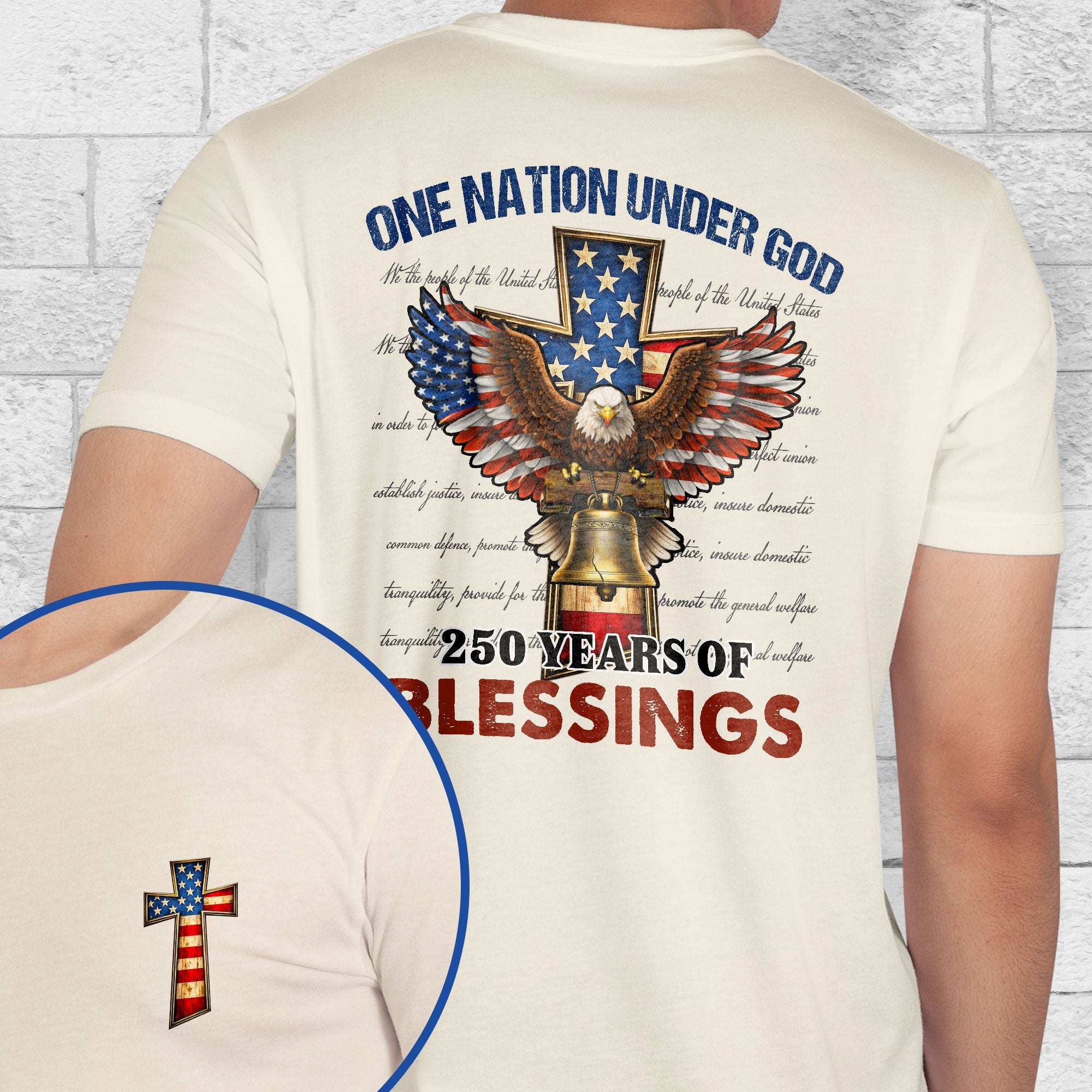 Christian Patriotic T-Shirt, 250 Years of Blessings One Nation Under God Shirt