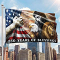 250 Years of Blessings Patriotic Eagle Lion Of Judah Jesus God Grommet Flag