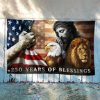 250 Years of Blessings Patriotic Eagle Lion Of Judah Jesus God Grommet Flag