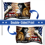 250 Years of Blessings Patriotic Eagle Lion Of Judah Jesus God Grommet Flag
