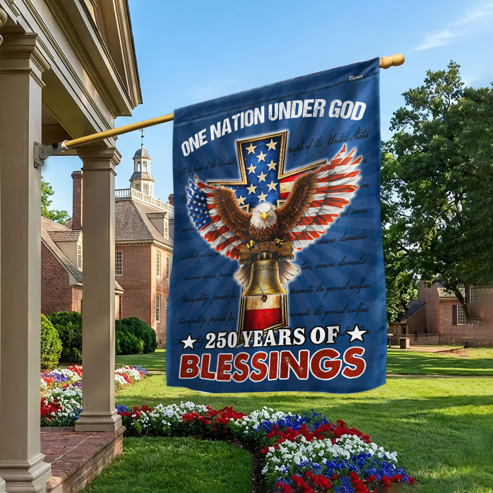 Christian Patriotic Flag, 250 Years of Blessings One Nation Under God Decor