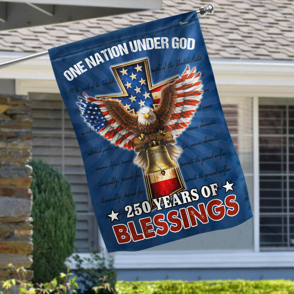 Christian Patriotic Flag, 250 Years of Blessings One Nation Under God Decor
