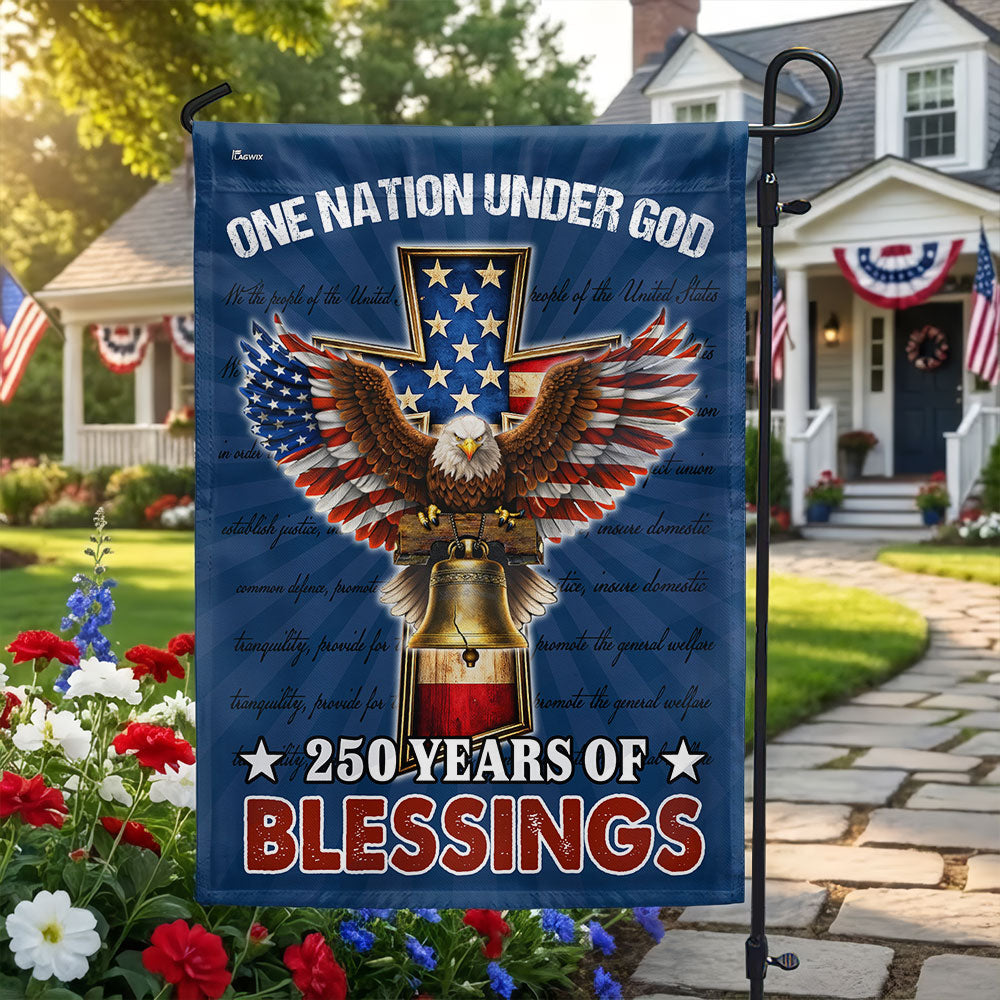 Christian Patriotic Flag, 250 Years of Blessings One Nation Under God Decor