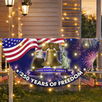 250 Years of Freedom 4th of July Patriotic Liberty Solar Led Fan Flag