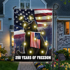 Cat American Flag, 250 Years of Freedom Patriotic Black Cat Solar Led Garden Flag