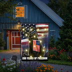 Cat American Flag, 250 Years of Freedom Patriotic Black Cat Solar Led Garden Flag