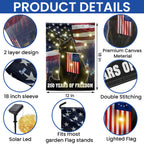 Cat American Flag, 250 Years of Freedom Patriotic Black Cat Solar Led Garden Flag