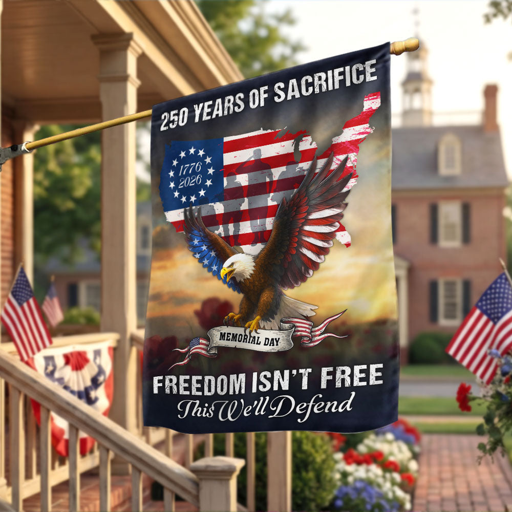 Memorial Day Flag, 250 Years of Sacrifice United States Map US Flag