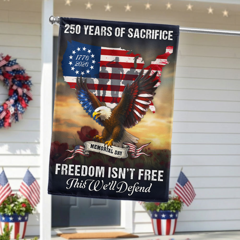 Memorial Day Flag, 250 Years of Sacrifice United States Map US Flag