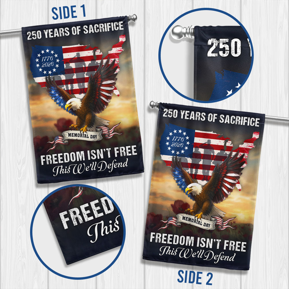 Memorial Day Flag, 250 Years of Sacrifice United States Map US Flag