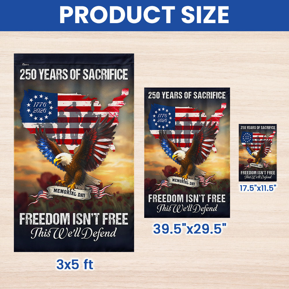 Memorial Day Flag, 250 Years of Sacrifice United States Map US Flag
