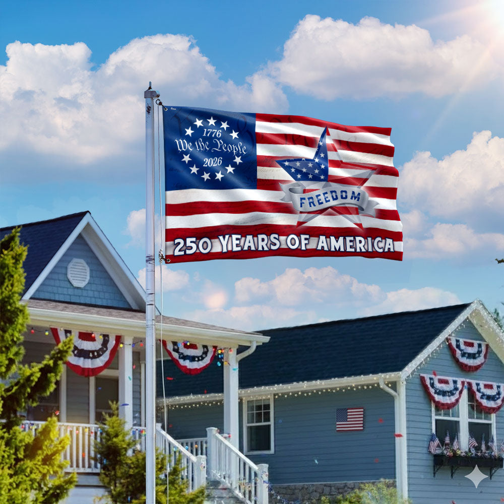 Patriotic Flag, 250 Years of America Star We The People Grommet US Flag