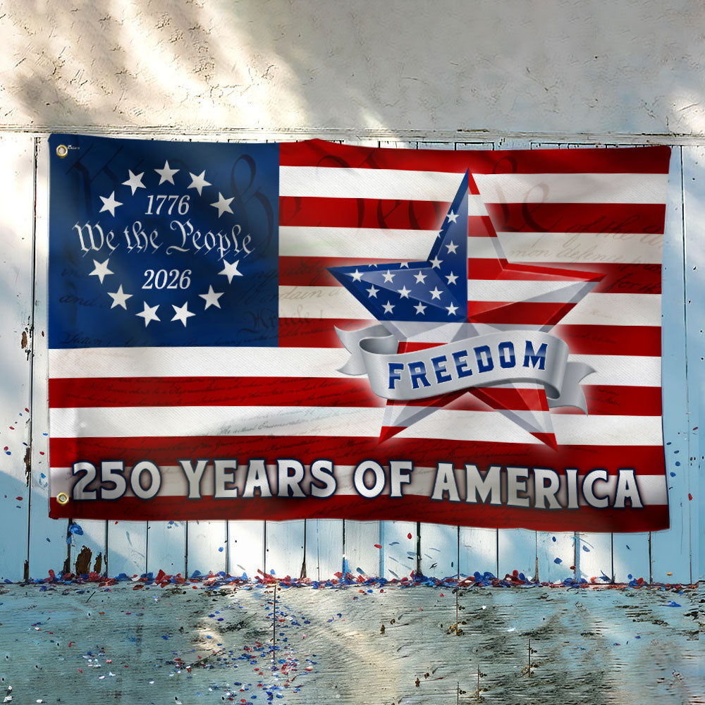 Patriotic Flag, 250 Years of America Star We The People Grommet US Flag