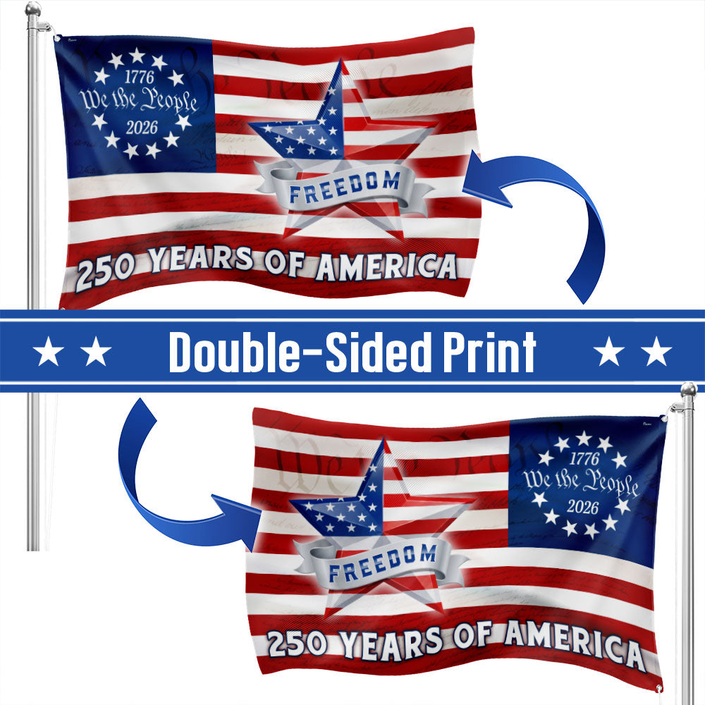 Patriotic Flag, 250 Years of America Star We The People Grommet US Flag