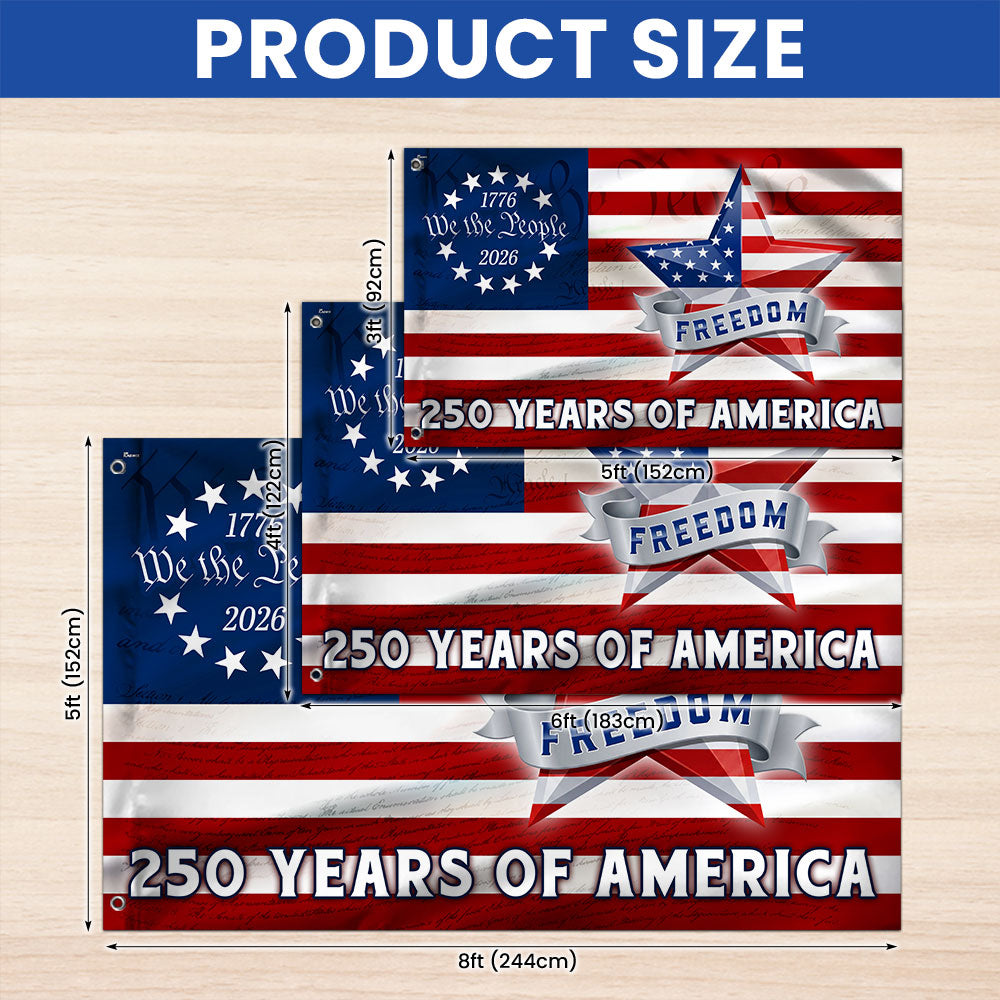 Patriotic Flag, 250 Years of America Star We The People Grommet US Flag