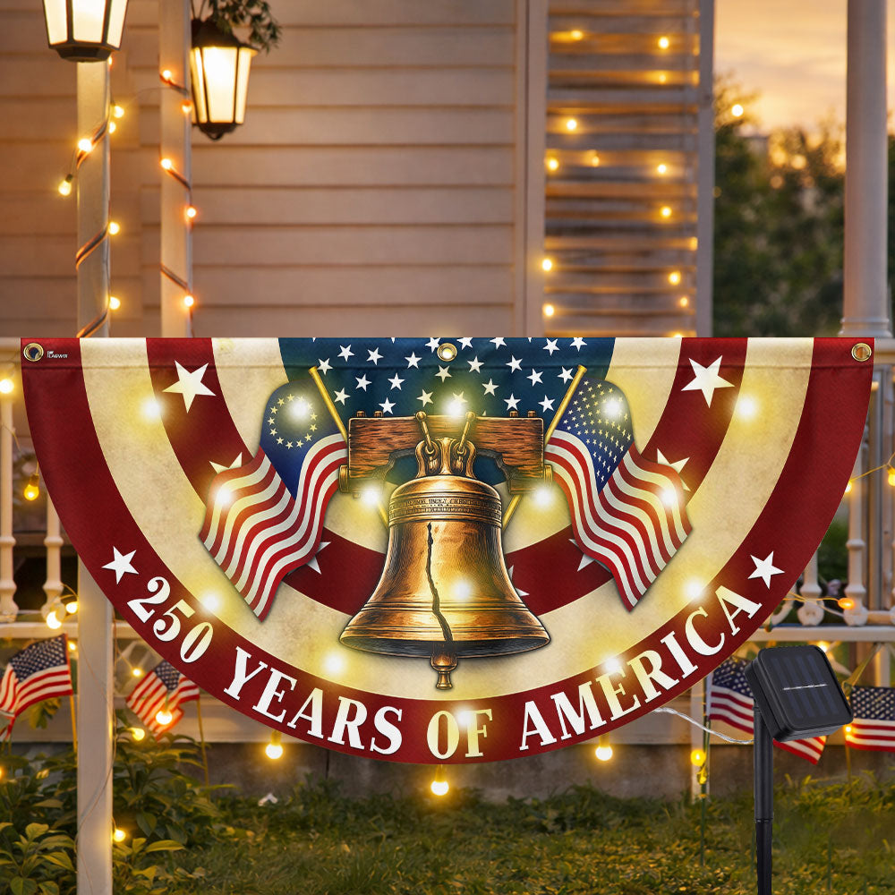 250 Years of America Flag, Patriotic Liberty Betsy Ross Vintage Solar Led Fan Flag
