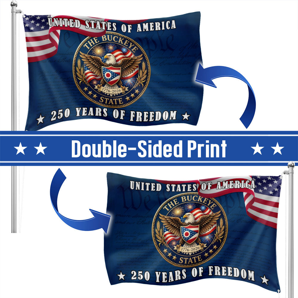 Ohio Flag, 250 Years of Freedom The Buckeye State Grommet Flag