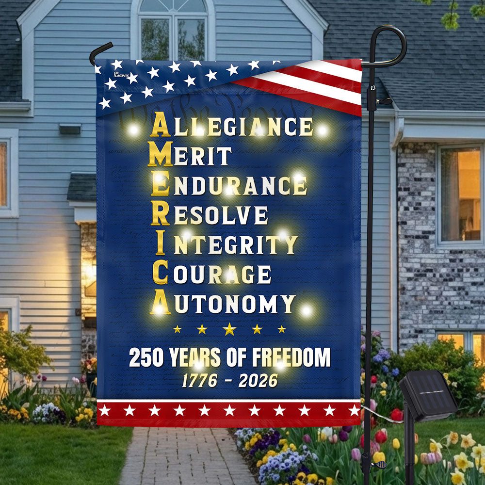 250 Years of Freedom American Allegiance Merit Endurance Solar Led Garden Flag