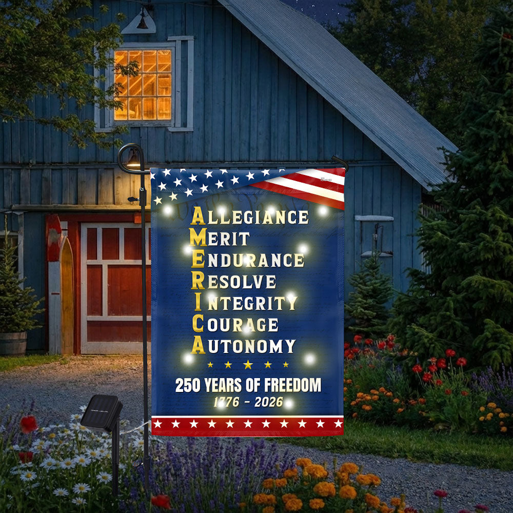 250 Years of Freedom American Allegiance Merit Endurance Solar Led Garden Flag