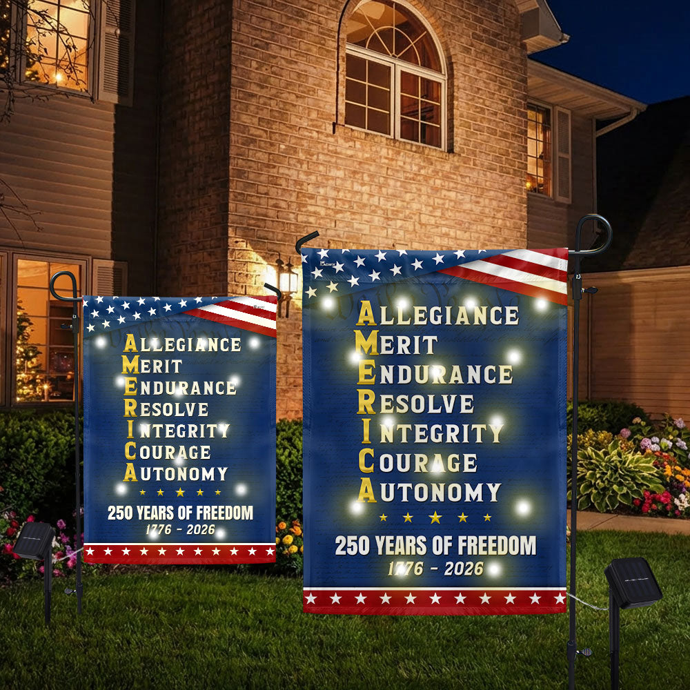 250 Years of Freedom American Allegiance Merit Endurance Solar Led Garden Flag