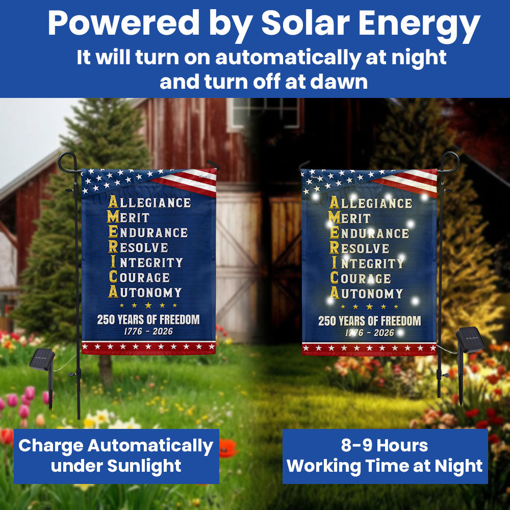 250 Years of Freedom American Allegiance Merit Endurance Solar Led Garden Flag