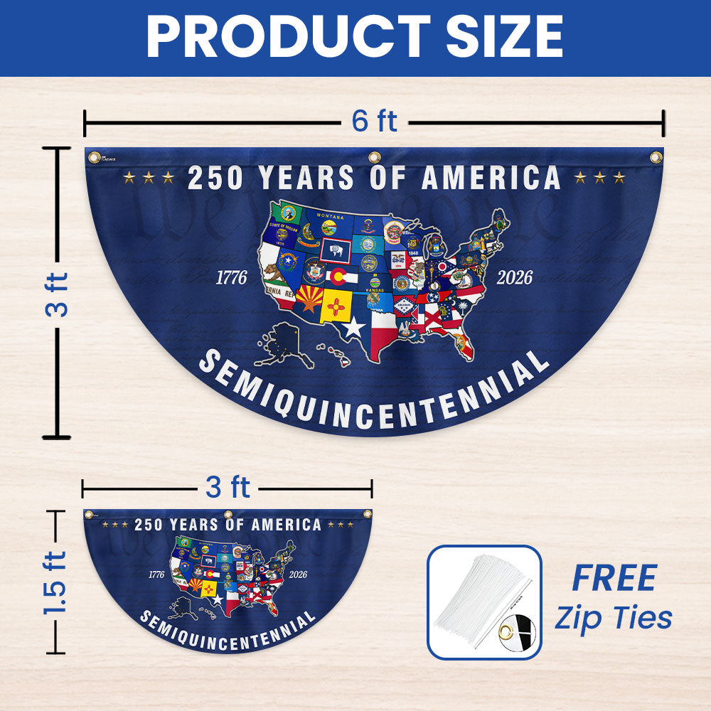 250th Anniversary Semiquincentennial 50 States of America Fan Flag